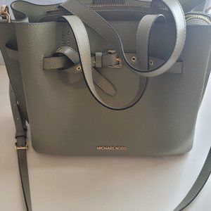 Michael Kors - Emilia Small Pebbled Leather Satchel - Olive